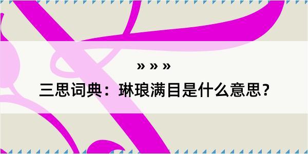 三思词典：琳琅满目是什么意思？