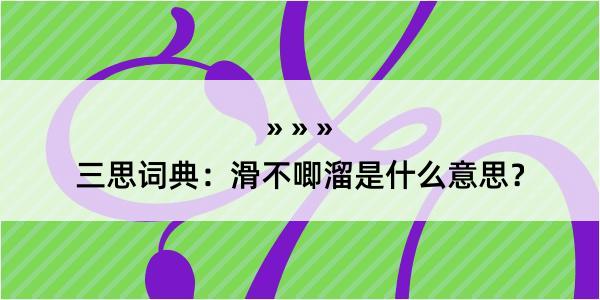 三思词典：滑不唧溜是什么意思？