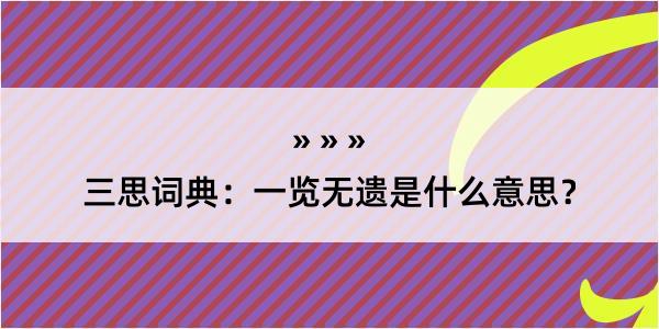 三思词典：一览无遗是什么意思？