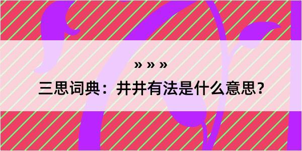 三思词典：井井有法是什么意思？