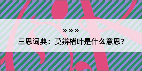 三思词典：莫辨楮叶是什么意思？