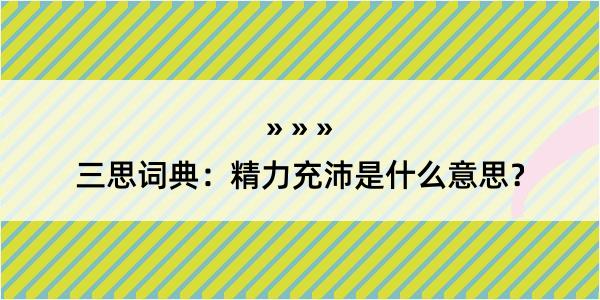 三思词典：精力充沛是什么意思？