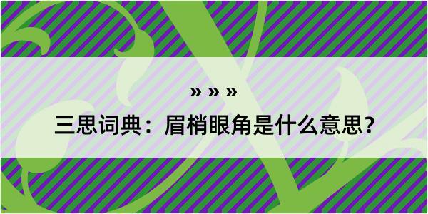 三思词典：眉梢眼角是什么意思？