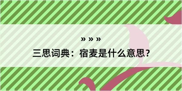 三思词典：宿麦是什么意思？