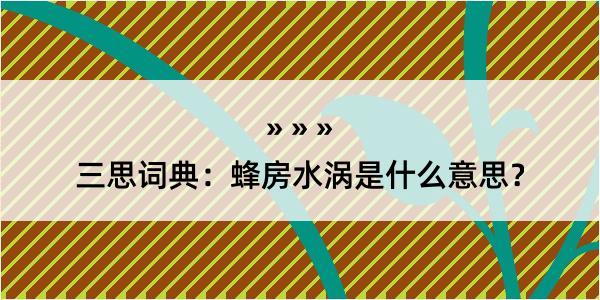 三思词典：蜂房水涡是什么意思？