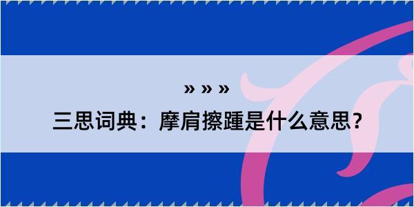 三思词典：摩肩擦踵是什么意思？