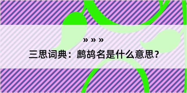 三思词典：鹧鸪名是什么意思？