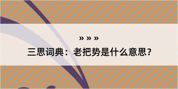 三思词典：老把势是什么意思？