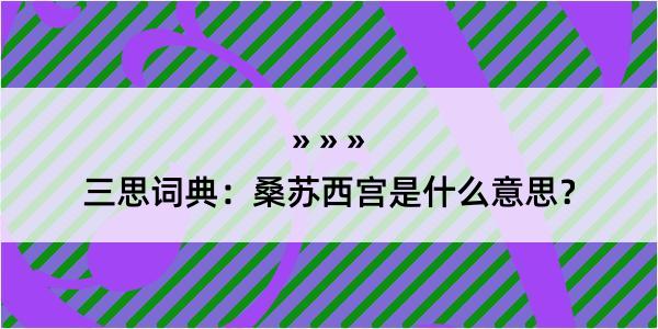 三思词典：桑苏西宫是什么意思？