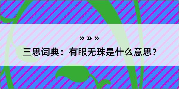 三思词典：有眼无珠是什么意思？