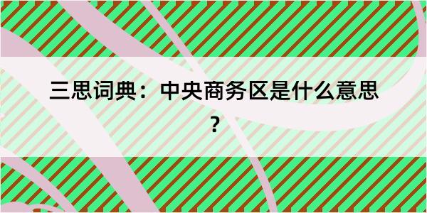 三思词典：中央商务区是什么意思？