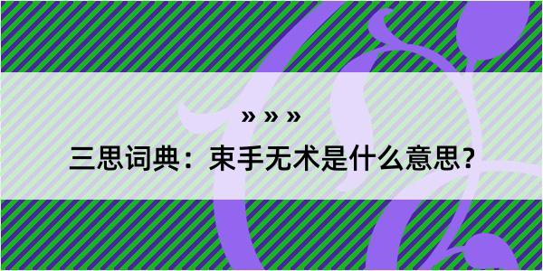 三思词典：束手无术是什么意思？