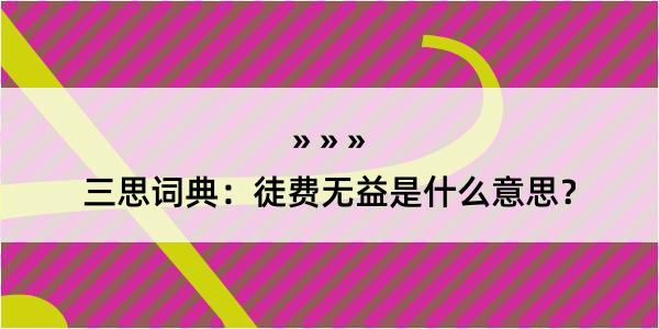 三思词典：徒费无益是什么意思？