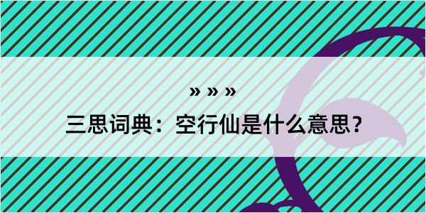 三思词典：空行仙是什么意思？