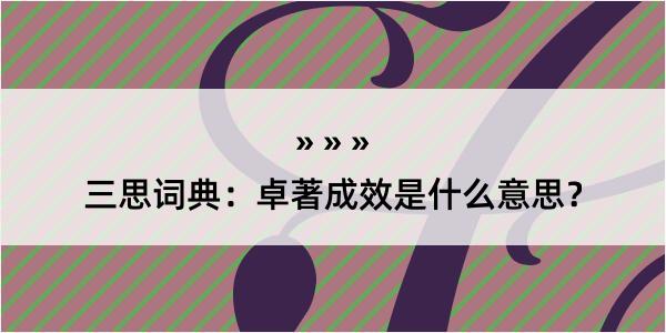 三思词典：卓著成效是什么意思？