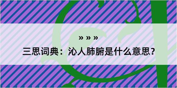 三思词典：沁人肺腑是什么意思？