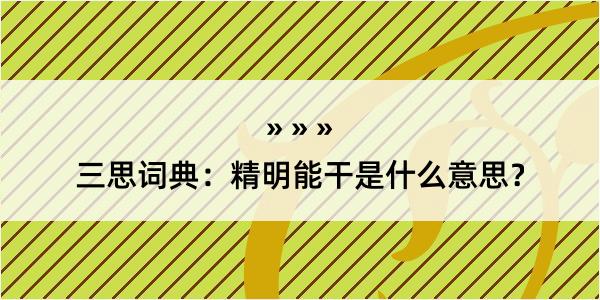 三思词典：精明能干是什么意思？