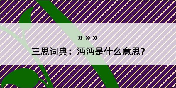 三思词典：沔沔是什么意思？