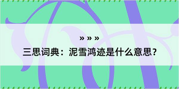 三思词典：泥雪鸿迹是什么意思？