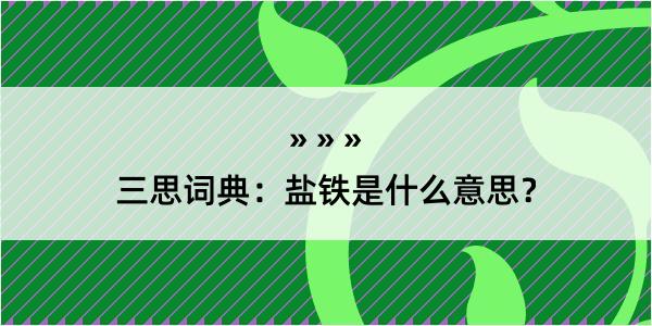 三思词典：盐铁是什么意思？