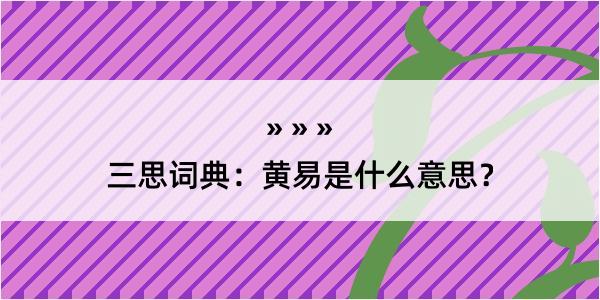 三思词典：黄易是什么意思？