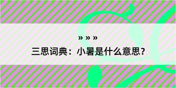 三思词典：小暑是什么意思？