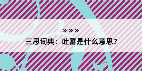 三思词典：吐蕃是什么意思？