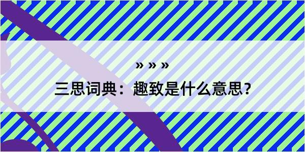 三思词典：趣致是什么意思？