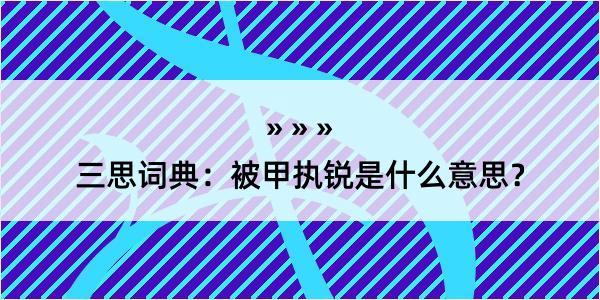 三思词典：被甲执锐是什么意思？