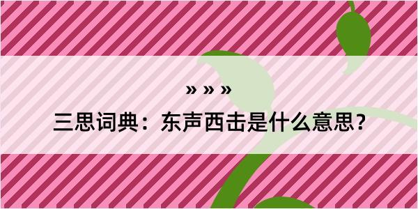 三思词典：东声西击是什么意思？