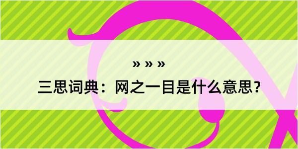 三思词典：网之一目是什么意思？