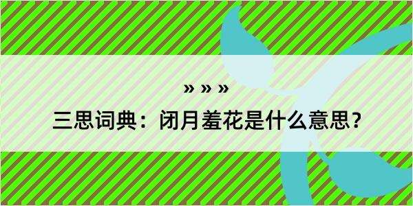 三思词典：闭月羞花是什么意思？