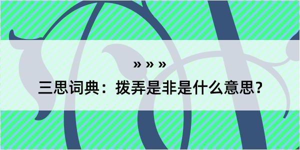 三思词典：拨弄是非是什么意思？