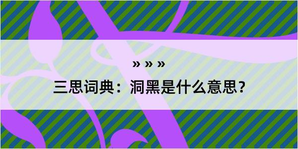 三思词典：洞黑是什么意思？