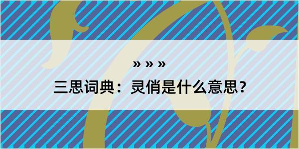 三思词典：灵俏是什么意思？