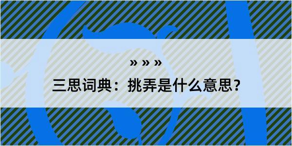 三思词典：挑弄是什么意思？