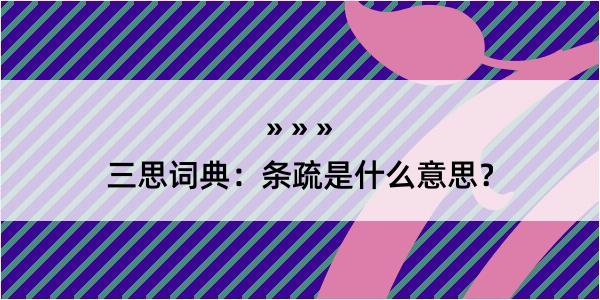 三思词典：条疏是什么意思？