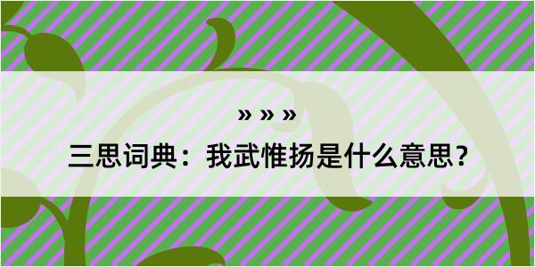 三思词典：我武惟扬是什么意思？