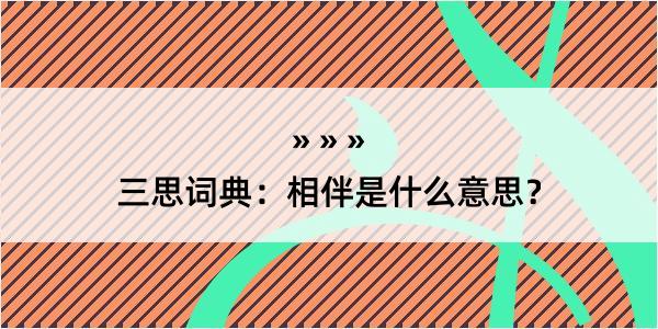 三思词典：相伴是什么意思？