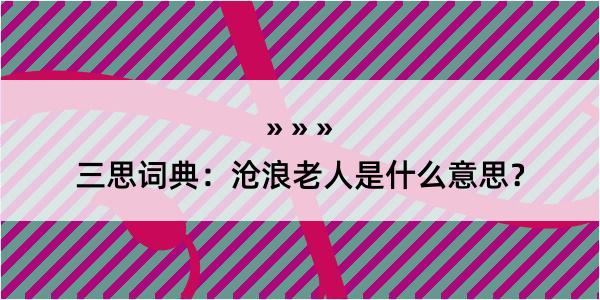 三思词典：沧浪老人是什么意思？