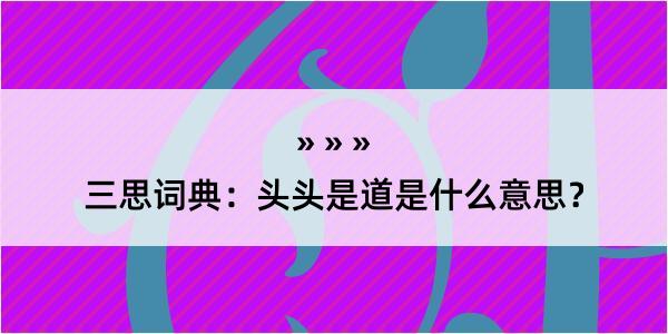 三思词典：头头是道是什么意思？