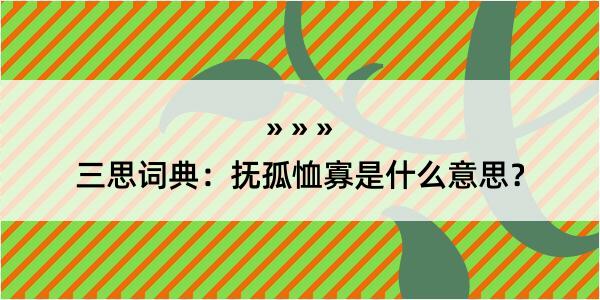 三思词典：抚孤恤寡是什么意思？