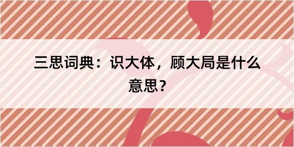 三思词典：识大体，顾大局是什么意思？