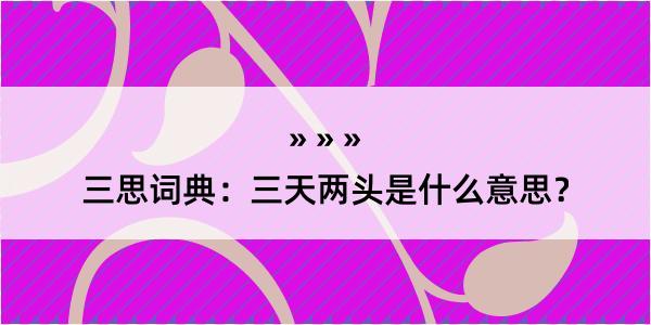 三思词典：三天两头是什么意思？