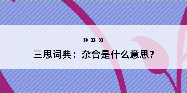 三思词典：杂合是什么意思？