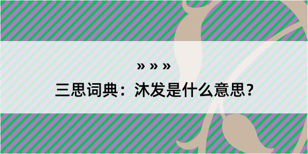 三思词典：沐发是什么意思？