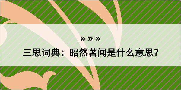 三思词典：昭然著闻是什么意思？