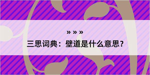 三思词典：壁道是什么意思？