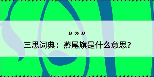 三思词典：燕尾旗是什么意思？