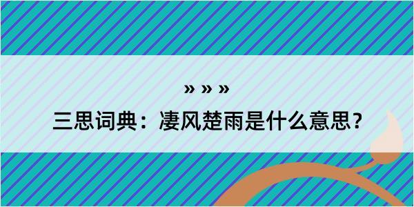 三思词典：凄风楚雨是什么意思？